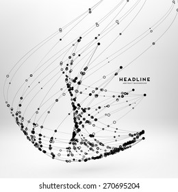 Abstract Background with Dots Array and Lines. Connection Structure. Geometric Modern Technology Concept. Digital Data Visualization. Social Network Graphic Concept
