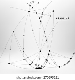 Abstract Background with Dots Array and Lines. Connection Structure. Geometric Modern Technology Concept. Digital Data Visualization. Social Network Graphic Concept