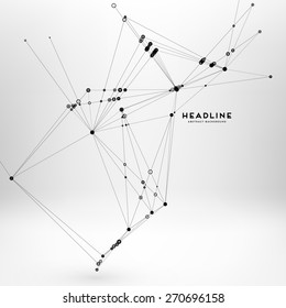 Abstract Background with Dots Array and Lines. Connection Structure. Geometric Modern Technology Concept. Digital Data Visualization. Social Network Graphic Concept