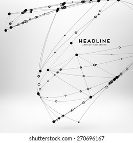 Abstract Background with Dots Array and Lines. Connection Structure. Geometric Modern Technology Concept. Digital Data Visualization. Social Network Graphic Concept