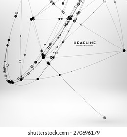 Abstract Background with Dots Array and Lines. Connection Structure. Geometric Modern Technology Concept. Digital Data Visualization. Social Network Graphic Concept