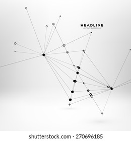 Abstract Background with Dots Array and Lines. Connection Structure. Geometric Modern Technology Concept. Digital Data Visualization. Social Network Graphic Concept