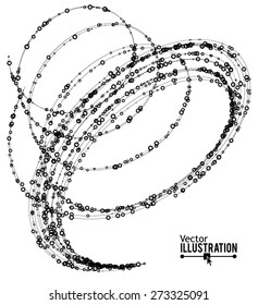 Abstract Background with Dots Array and Lines. Connection Structure. Geometric Modern Technology Concept. Digital Data Visualization. Vector illustration.