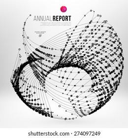 Abstract Background with Dots Array and Lines. Connection Structure. Geometric Modern Technology Concept. Digital Data Visualization. Social Network Graphic Concept