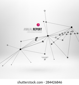 Abstract Background with Dots Array and Lines. Connection Structure. Geometric Modern Technology Concept. Digital Data Visualization. Social Network Graphic Concept