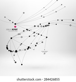 Abstract Background with Dots Array and Lines. Connection Structure. Geometric Modern Technology Concept. Digital Data Visualization. Social Network Graphic Concept