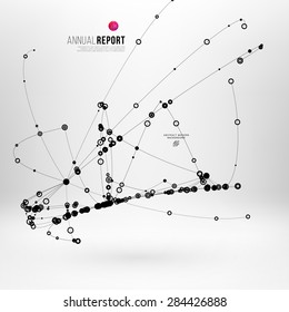 Abstract Background with Dots Array and Lines. Connection Structure. Geometric Modern Technology Concept. Digital Data Visualization. Social Network Graphic Concept