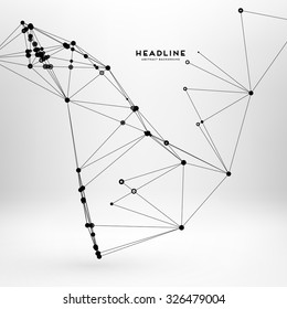 Abstract Background with Dots Array and Lines. Connection Structure. Geometric Modern Technology Concept. Digital Data Visualization. Social Network Graphic Concept