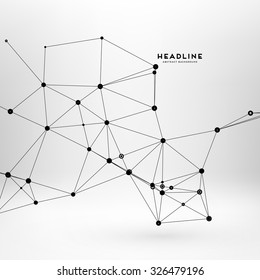 Abstract Background with Dots Array and Lines. Connection Structure. Geometric Modern Technology Concept. Digital Data Visualization. Social Network Graphic Concept