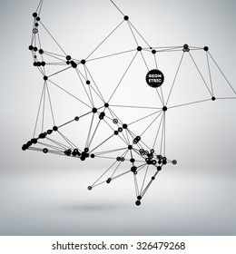 Abstract Background with Dots Array and Lines. Connection Structure. Geometric Modern Technology Concept. Digital Data Visualization. Social Network Graphic Concept