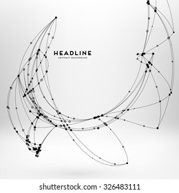 Abstract Background with Dots Array and Lines. Connection Structure. Geometric Modern Technology Concept. Digital Data Visualization. Social Network Graphic Concept