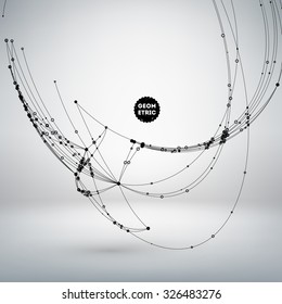 Abstract Background with Dots Array and Lines. Connection Structure. Geometric Modern Technology Concept. Digital Data Visualization. Social Network Graphic Concept