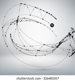 Abstract Background with Dots Array and Lines. Connection Structure. Geometric Modern Technology Concept. Digital Data Visualization. Social Network Graphic Concept