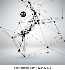 Abstract Background with Dots Array and Lines. Connection Structure. Geometric Modern Technology Concept. Digital Data Visualization. Social Network Graphic Concept