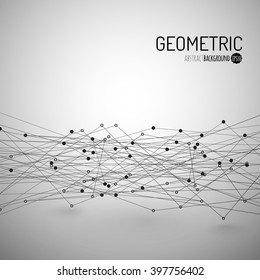 Abstract Background with Dots Array and Lines. Connection Structure. Geometric Modern Technology Concept. Digital Data Visualization. Vector illustration