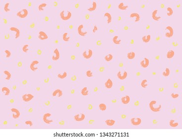 Abstract background with dots, circles in dry brush strokes. Doodle style pencil sketch with pastel colors.