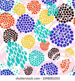 Abstract background with dots and drops.  Seamless vector pattern.