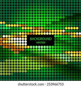  Abstract background with dots in green and gold tones. Bright abstract composition.Glowing dots on a black background.