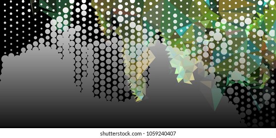 Abstract background with dots. Horizontal banner, texture, flyer, layout, postcard. Vector clip art