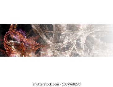 Abstract background with dots. Horizontal banner, texture, flyer, layout, postcard. Vector clip art