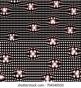 Abstract background with dots and lights.Neon light.Halftone effect. 3D Grid Design.Technology Concept. Vector Illustration.