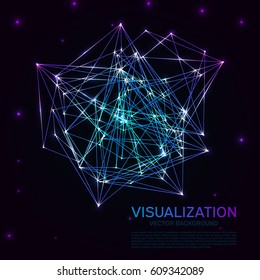 Abstract background with dots and lines. Black. Geometric technology vector background. Digital data visualization. Connection Concept. Social network graphic concept. Glowing.
