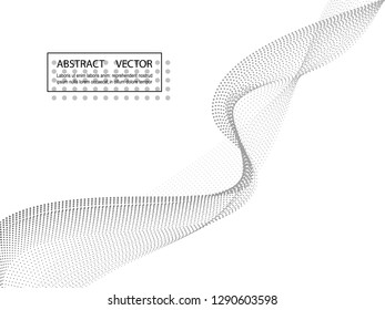 Abstract background with dots lines for business, science, technology design. Halftone wavy line shape of particles.