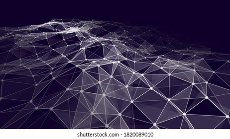 Abstract background dots and lines. Futuristic plexus dynamic wave. 3d