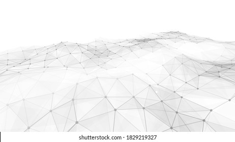 Abstract background dots and lines. Futuristic plexus dynamic wave. 3d