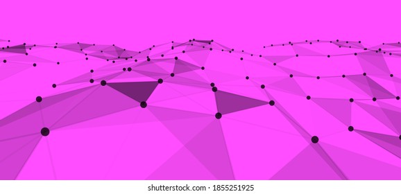 Puntos y líneas de fondo abstractos. Onda dinámica de plexo futurista. representación 3D