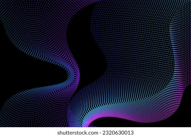 Abstrakter Hintergrund aus Punkten und Linien, ineinander verwoben, Fraktale Textur mit Farbverlauf, Cyber-Futuristik-Technologie. Musikalische Stimmwellendiaphragma.