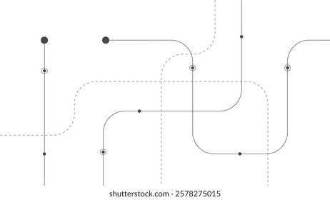 Abstract background, dots and lines on a white background, Abstract geometric Circuit connect lines and dots ,vecter ,white background, bending.