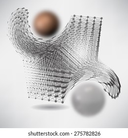 Abstract background with dots and lines on theme digital technology and science