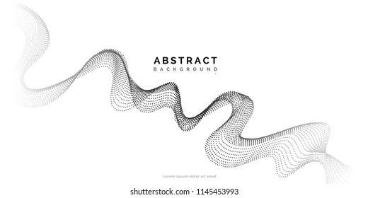 Abstract background with dots lines. Vector particles. Halftone wavy line shape. For business, science, technology design