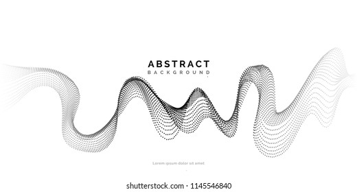 Abstract background with dots lines. Vector particles. Halftone wavy line shape. For business, science, technology design