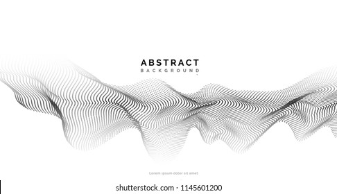 Abstract background with dots lines. Vector particles. Halftone wavy line shape. For business, science, technology design