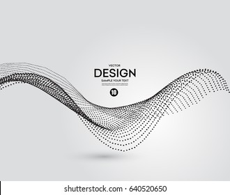 Abstract background with dots lines. Vector particles. Halftone wavy line shape. For business, science, technology design