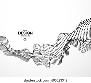 Abstract background with dots lines. Vector particles. Halftone wavy line shape. For business, science, technology design. Wire