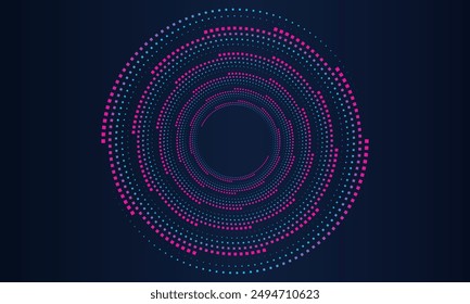 Abstractas fondo puntos velocidad líneas redondas Formas. Patrón de líneas de velocidad radial en forma de círculo para el icono redondo de la tecnología, cubierta del libro de historietas. Ilustración vectorial