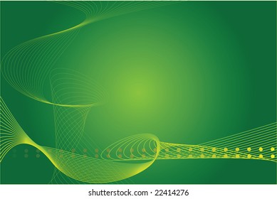 abstract background with dots and swirl in green and yellow