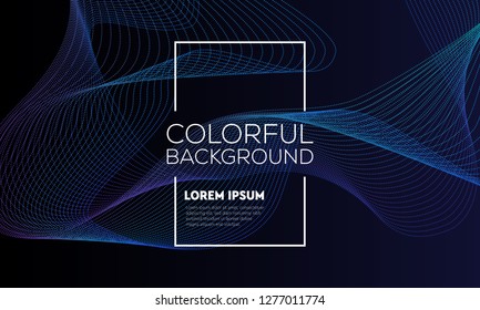 Abstract background with dots waves. Colorful line points and particles. Flowing dynamic elements. Digital frequency track. Stylized technology line art for your design.