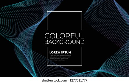Abstract background with dots waves. Colorful line points and particles. Flowing dynamic elements. Digital frequency track. Stylized technology line art for your design.