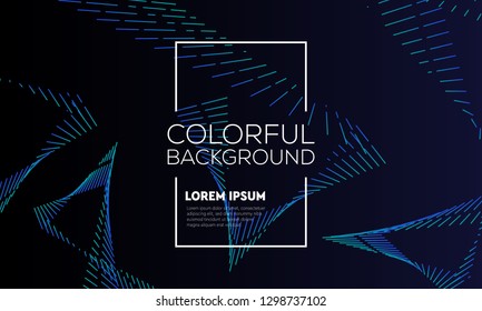 Abstract background with dots waves. Colorful line points and particles. Flowing dynamic elements. Digital frequency track. Stylized technology line art for your design.