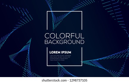 Abstract background with dots waves. Colorful line points and particles. Flowing dynamic elements. Digital frequency track. Stylized technology line art for your design.
