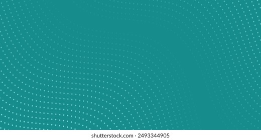 Abstract background with dots and waves. Medium banner size. Element for design. Vector background for brochure, booklet, flyer, poster. Turquoise gradient. Green