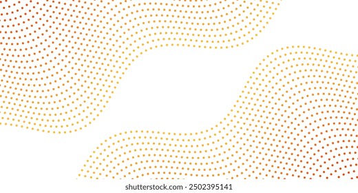 Abstract background with dots and waves. Medium banner size. Element for design isolated on white. Vector background for brochure, poster. Orange and yellow gradient