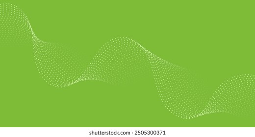Abstract background with dots and waves. Medium banner size. Element for design. Vector background for brochure, booklet, flyer, poster. Green gradient