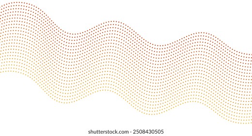 Abstract background with dots and waves. Medium banner size. Element for design isolated on white. Vector background for brochure, poster. Orange and yellow gradient