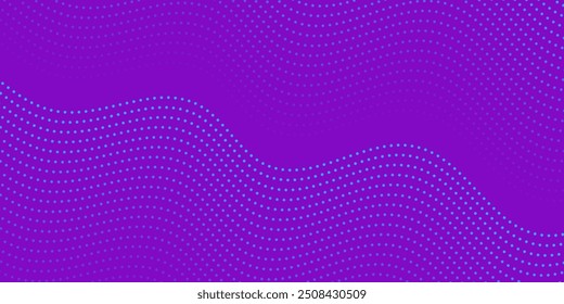 Abstract background with dots and waves. Medium banner size. Element for design. Vector background for brochure, booklet, flyer, poster. Purple and blue gradient