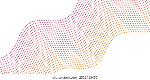 Abstract background with dots and waves. Medium banner size. Element for design isolated on white. Vector background for brochure, poster. Orange and pink gradient